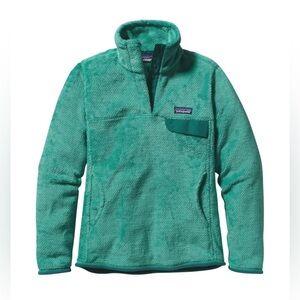 Patagonia Women's Re-Tool 4 Snap-T Pullover Fleece Stand 
-Up Collar Teal Size S